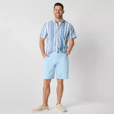 St. John's Bay Comfort Stretch Dexterity Mens 9" Adaptive Adjustable Waist Easy-on + Easy-off Chino  In Blue