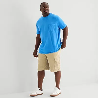 St. John's Bay Comfort Waist 10" & 11" Mens 10" Big And Tall Stretch Fabric Cargo Short In Beige
