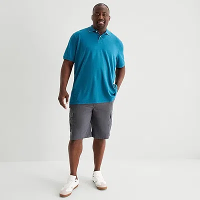 St. John's Bay Comfort Waist 10" & 11" Mens 10" Big And Tall Stretch Fabric Cargo Short In Gray