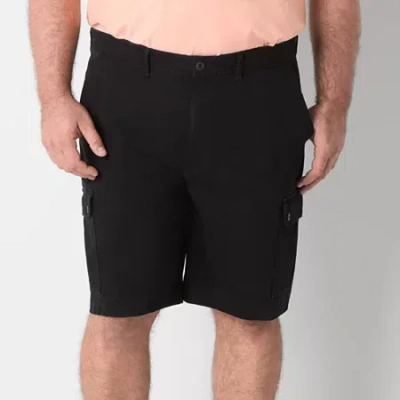 St. John's Bay Comfort Waist 10" & 11" Mens Big And Tall Stretch Fabric Cargo Short In Black