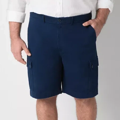 St. John's Bay Comfort Waist 10" & 11" Mens Big And Tall Stretch Fabric Cargo Short In Blue