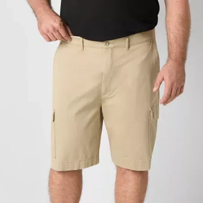 St. John's Bay Comfort Waist 10" & 11" Mens Big And Tall Stretch Fabric Cargo Short In Neutral