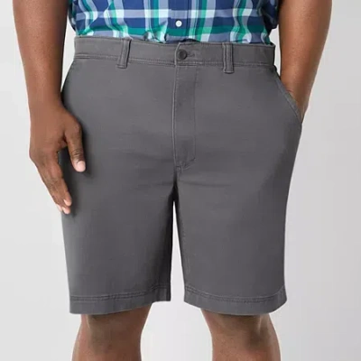 St. John's Bay Comfort Waist 10" & 11" Mens Big And Tall Stretch Fabric Chino Short In Gray