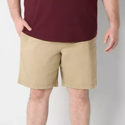 St. John's Bay Comfort Waist 10" & 11" Mens Big And Tall Stretch Fabric Chino Short In Neutral
