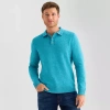 St. John's Bay Cozy Polo Mens Long Sleeve Pullover Sweater In Blue