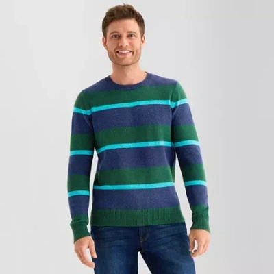 St. John's Bay Cozy Rugby Mens Crew Neck Long Sleeve Pullover Sweater In Multi