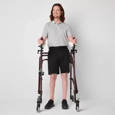 St. John's Bay Dexterity Mens 10" Mid Rise Adaptive Stretch Fabric Adjustable Features Easy-on + Eas In Black