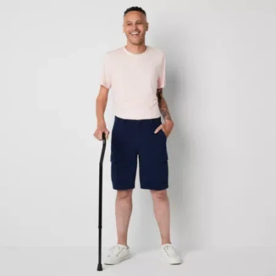 St. John's Bay Dexterity Mens 10" Mid Rise Adaptive Stretch Fabric Adjustable Features Easy-on + Eas In Blue