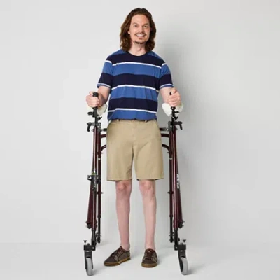 St. John's Bay Dexterity Mens 10" Mid Rise Adaptive Stretch Fabric Adjustable Features Easy-on + Eas In Neutral