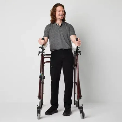 St. John's Bay Dexterity Mens Adaptive Stretch Fabric Easy-on + Easy-off Straight Fit Cargo Pant In Black