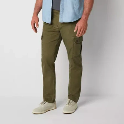 St. John's Bay Dexterity Mens Adaptive Stretch Fabric Easy-on + Easy-off Straight Fit Cargo Pant In Green