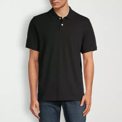 St. John's Bay Dexterity Premium Stretch Mens Classic Fit Easy-on + Easy-off Adaptive Short Sleeve P In Black