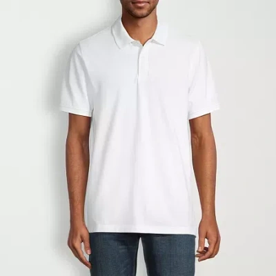 St. John's Bay Dexterity Premium Stretch Mens Classic Fit Easy-on + Easy-off Adaptive Short Sleeve P In White