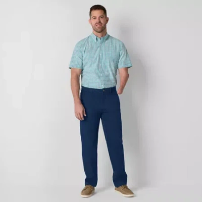 St. John's Bay Dexterity Stretch Chino Mens Adaptive Adjustable Features Easy-on + Easy-off Straight In Blue