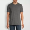 St. John's Bay Dexterity Super Soft Mens Easy-on + Easy-off Crew Neck Short Sleeve Adaptive T-shirt In Gray