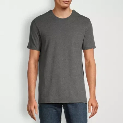 St. John's Bay Dexterity Super Soft Mens Easy-on + Easy-off Crew Neck Short Sleeve Adaptive T-shirt In Gray