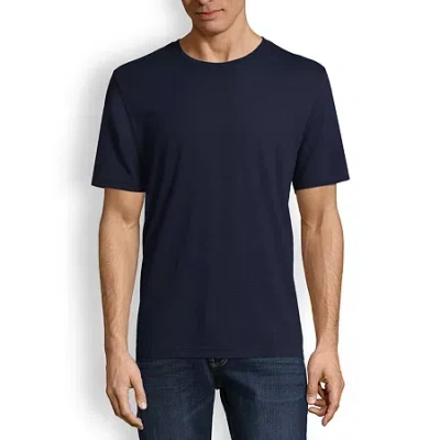 St. John's Bay Dexterity Super Soft Mens Easy-on + Easy-off Crew Neck Short Sleeve Adaptive T-shirt In Blue