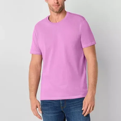 St. John's Bay Dexterity Super Soft Mens Easy-on + Easy-off Crew Neck Short Sleeve Adaptive T-shirt In Pink
