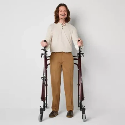 St. John's Bay Dexterity Universal Wrinkle Free Easy Care Mens Adaptive Adjustable Features Easy-on  In Brown