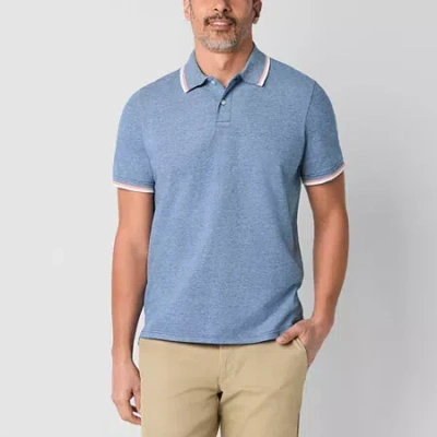 St. John's Bay Essential Oxford Mens Classic Fit Short Sleeve Polo Shirt In Blue