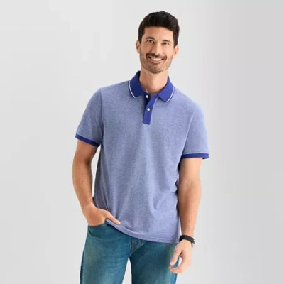 St. John's Bay Essential Oxford Mens Classic Fit Short Sleeve Polo Shirt In Blue