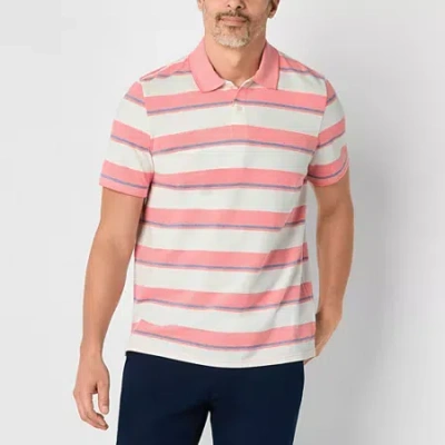 St. John's Bay Essential Striped Oxford Mens Classic Fit Short Sleeve Polo Shirt In Multi