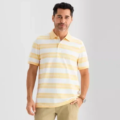 St. John's Bay Essential Striped Oxford Mens Classic Fit Short Sleeve Polo Shirt In Orange