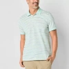 St. John's Bay Essential Striped Oxford Mens Classic Fit Short Sleeve Polo Shirt In Blue