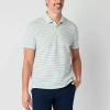 St. John's Bay Essential Striped Oxford Mens Slim Fit Short Sleeve Polo Shirt In Blue