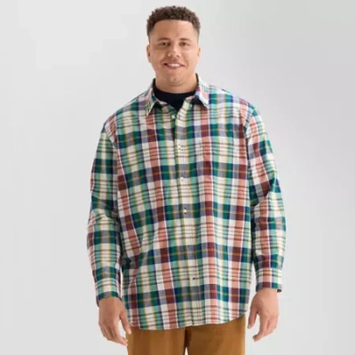 St. John's Bay Everyday Stretch Mens Long Sleeve Classic Fit Big And Tall Button-down Shirt In Multi