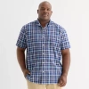 St. John's Bay Everyday Stretch Mens Short Sleeve Classic Fit Big And Tall Button-down Shirt In Multi