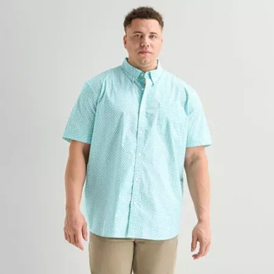 St. John's Bay Everyday Stretch Mens Short Sleeve Classic Fit Big And Tall Button-down Shirt In Blue