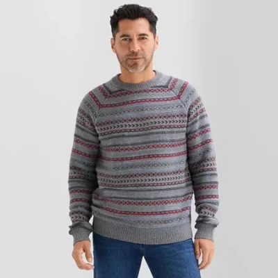 St. John's Bay Fairisle Mens Crew Neck Long Sleeve Pullover Sweater In Multi