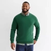 St. John's Bay Fine Gauge Big And Tall Mens Crew Neck Long Sleeve Pullover Sweater In Green