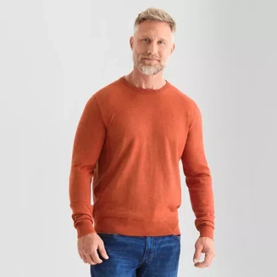 St. John's Bay Fine Gauge Mens Crew Neck Long Sleeve Pullover Sweater In Brown