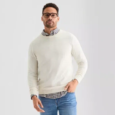 St. John's Bay Fine Gauge Mens Crew Neck Long Sleeve Pullover Sweater In White