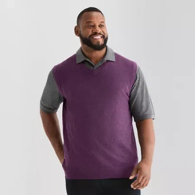 St. John's Bay Fine Gauge Mens V Neck Big And Tall Sweater Vest In Purple