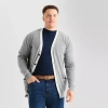 St. John's Bay Fine Gauge Mens V Neck Long Sleeve Button Big And Tall Cardigan In Gray