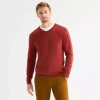 St. John's Bay Fine Gauge Mens V Neck Long Sleeve Pullover Sweater In Burgundy