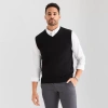 St. John's Bay Fine Gauge Mens V Neck Sweater Vest In Black