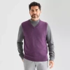 St. John's Bay Fine Gauge Mens V Neck Sweater Vest In Purple