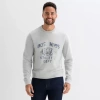 St. John's Bay French Terry Graphic Mens Crew Neck Long Sleeve Sweatshirt In Gray