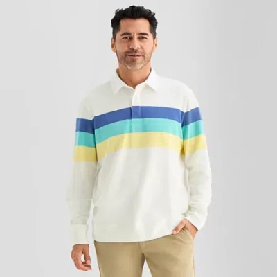 St. John's Bay French Terry Rugby Mens Classic Fit Long Sleeve Polo Shirt In Neutral