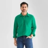 St. John's Bay Garment Dyed Oxford Mens Long Sleeve Classic Fit Button-down Shirt In Green