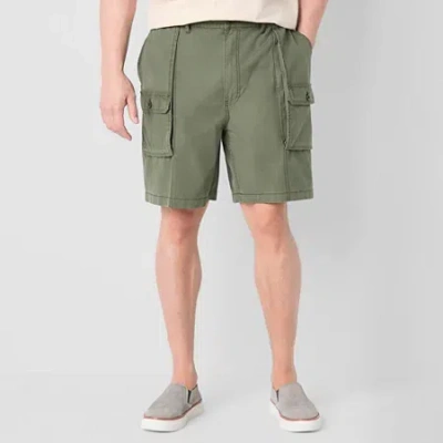 St. John's Bay Hiking Mens 10" Mid Rise Big And Tall Stretch Fabric Cargo Short In Green