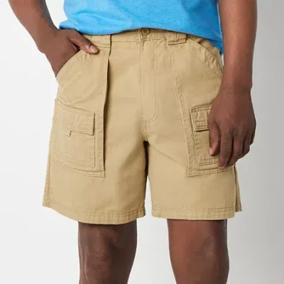 St. John's Bay Hiking Mens 7" Mid Rise Stretch Fabric Cargo Short In Neutral
