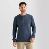 St. John's Bay Honeycomb Mens Henley Neck Long Sleeve Classic Fit Thermal Top In Blue