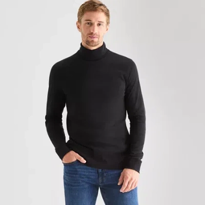 St. John's Bay Interlock Mens Long Sleeve Classic Fit Turtleneck In Black