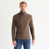 St. John's Bay Interlock Mens Long Sleeve Classic Fit Turtleneck In Brown