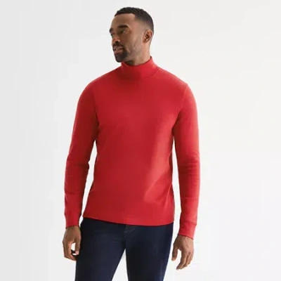 St. John's Bay Interlock Mens Long Sleeve Classic Fit Turtleneck In Red